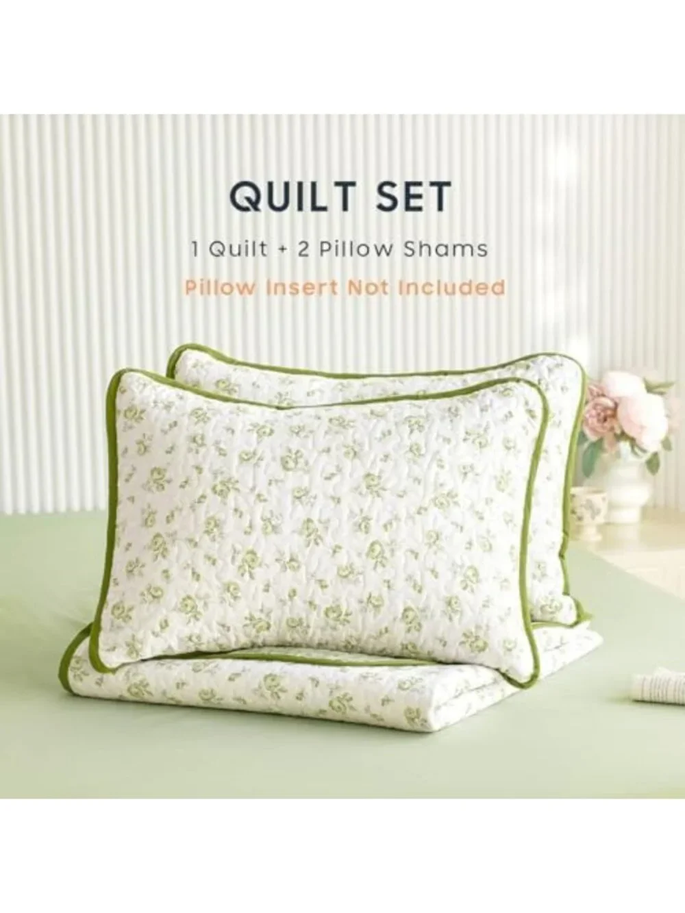 Floral Quilt Set - Cottagecore Shabby Chic Reversible Bedspread, 3 Pieces